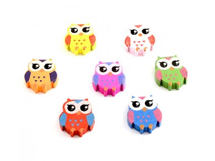 Drevené korálky sova, 22x18x5 mm