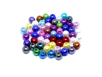 Plastic bead, 8 mm round shape, mixed pearl