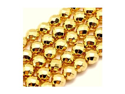 Hematit fasetovaný, 2 mm, galvanizované, 02 gold