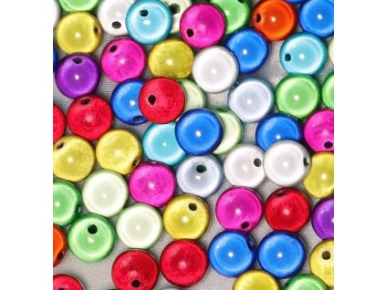Plastové korálky – miracle, 10 mm, mix farieb