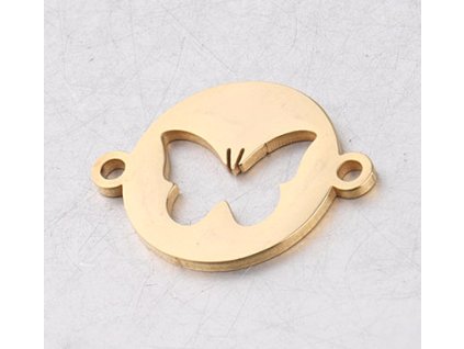 Spojovací komponent, motýľ 19,7×15 mm, oceľ 304, farba zlatá