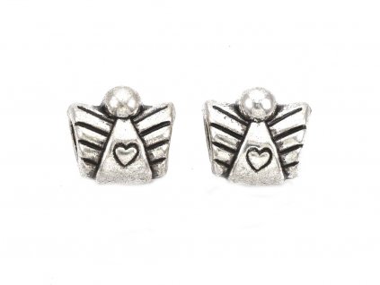 1601 2 kovovy koralek andilek 10x11 mm barva starostribro