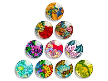 Round cabochon, 25 mm, flowers (5061)