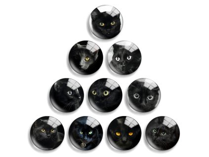 Round cabochon, 25 mm, black cats (0194)
