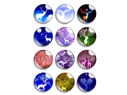 Round cabochon, 25 mm, deer (2462)