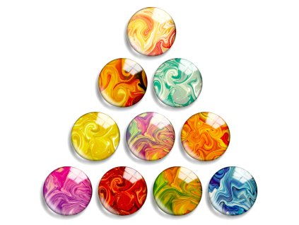 Okrúhly kabošon 25 mm, vzor – mix farieb (9818)