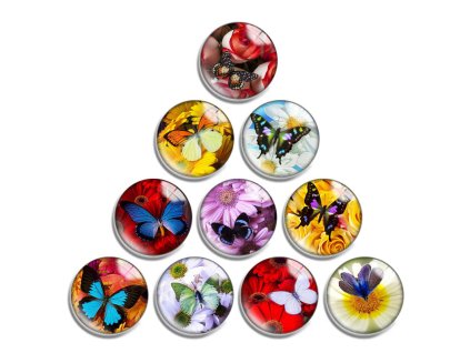 Kulatý kabošon 25 mm, vzor - motýli (8801)