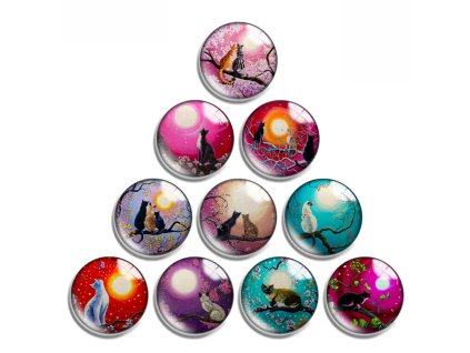 Round cabochon, 25 mm, cats (1700)