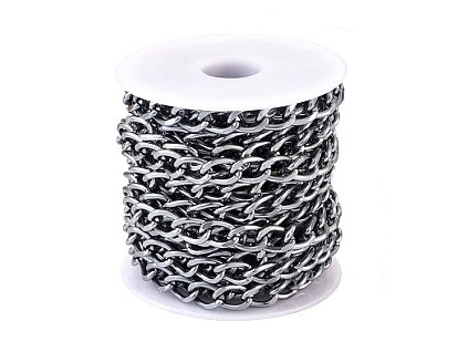 Řetízek hliníkový 10x6,5x1,8mm, barva hematit