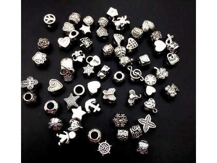 1775 5 kovove koralky mix 9x10 mm starostribro