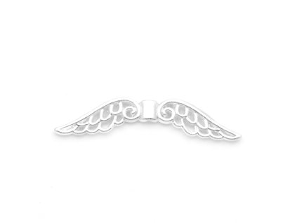 2657 2 kovove koralky kridla 51x14 mm barva stribrna