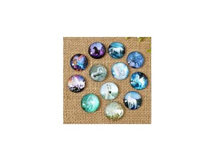 Round cabochon 25 mm, unicorn pattern