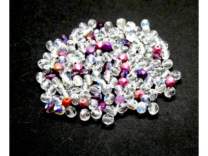 Broušené korálky, gulička 4 mm, farba mix