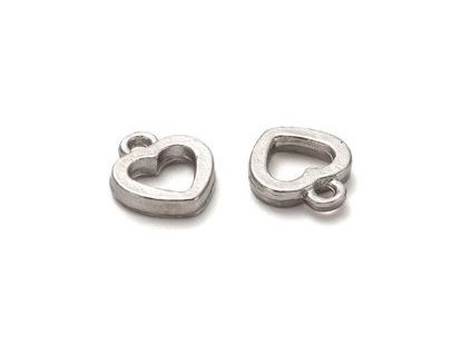 3878 3 kovovy privesek srdicko 12x10x2 5 mm platina