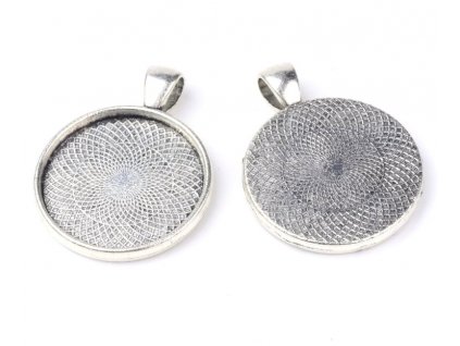 Round setting with a loop, size 36.5x28 mm, antique silver color