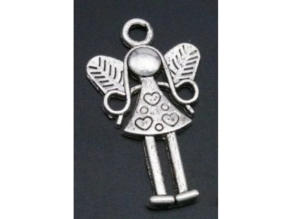 Metal pendant, angel 25x15 mm, antique silver color