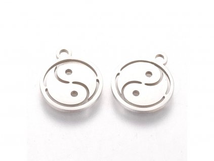 5564 2 kovovy privesek jin jang 14x12x1 mm ocel 304