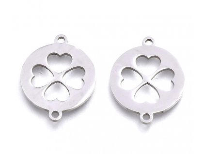 Connector component, four-leaf clover 19.5x15.5x1 mm, steel 201