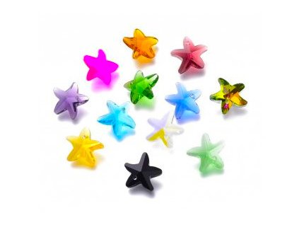 6758 4 skleneny privesek hvezdice 14x15x7 mm mix
