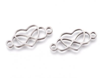 Connector component, infinity with heart 10x23x1.5 mm, steel 304