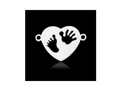 Connector component, heart 13x19x1 mm, steel 201