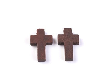 7350 2 dreveny krizek 22x15x4 2 mm barva hneda