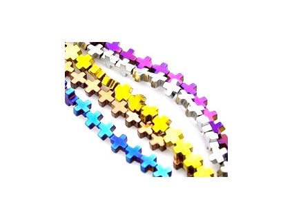 Hematit, křížek 8 x 8 mm (Barva Zlatá)