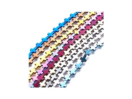 Hematit, křížek 6,5 x 4,5 mm (Barva Zelená)