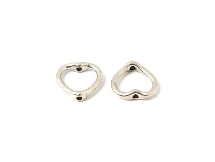Kovové korálky, srdíčko 13,5x1 mm, barva starostříbro