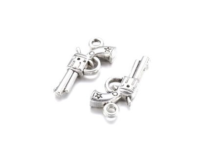 Kovový přívěšek, kolt 22x11x3 mm, barva starostříbro