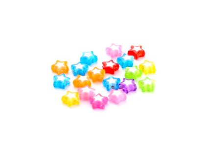 Plastové korálky - hviezdička, 9x10x4 mm, farba mix