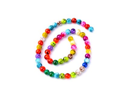 Sklenené korálky, guľôčka 8 mm, farba mix sprejované