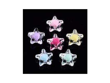 Plastic beads - star, 11x11.5x7 mm, color mix