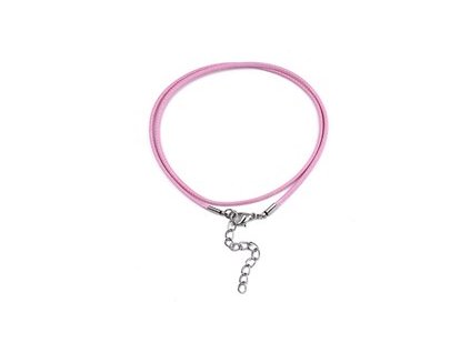 Náhrdelník voskovaná šnúrka so zapínaním, 435x1,5 mm, pearl pink 03