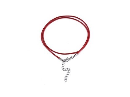 Necklace waxed cord with clasp, 435x1.5 mm, red 04