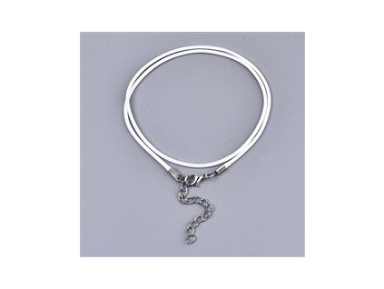 Necklace waxed cord with clasp, 435x1.5 mm, white 09