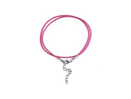 Necklace waxed cord with clasp, 435x1.5 mm, hot pink 0B