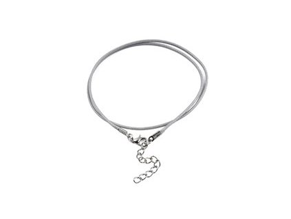 Náhrdelník voskovaná šnúrka so zapínaním, 435x1,5 mm, light grey 0G