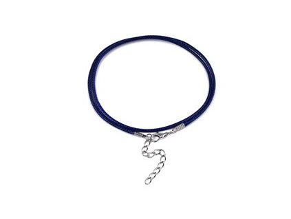 Necklace waxed cord with clasp, 435x1.5 mm, blue 0J