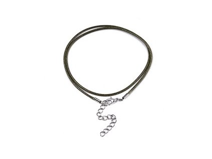 Necklace waxed cord with clasp, 435x1.5 mm, olive 0N