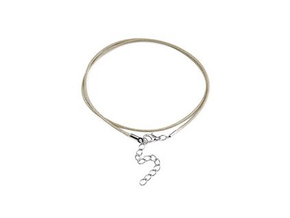 Náhrdelník voskovaná šnúrka so zapínaním, 435x1,5 mm, khaki 0S
