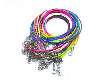 Waxed cord necklace with clasp, 435x1.5 mm, assorted colors