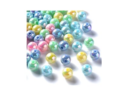 Plastic beads, 8x7 mm, color mix AB