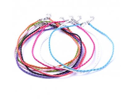 Imitation leather necklace - braided, 420x3 mm, assorted colors