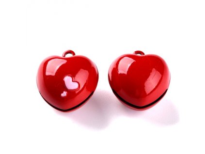 Rolnička srdce - prívesok, 21,5x20x17 mm, farba červená