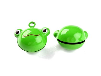Rolnička žabka - prívesok, 19x21x14,5 mm, farba zelená
