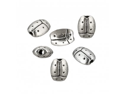 Metal beads, ladybug 5.5x7x3 mm, antique silver color