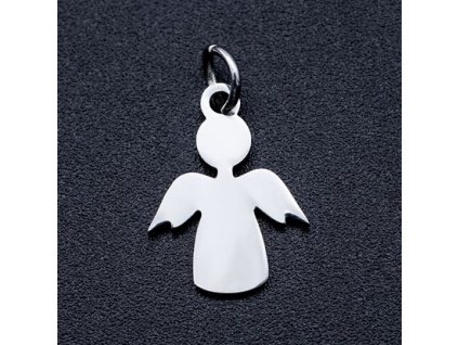 Metal pendant, angel 15x11.5 mm, steel 201