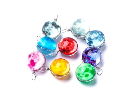 Glass pendant, glowing, 19 mm, mix