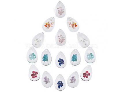 Glass pendant crystal with minerals 30x20 mm